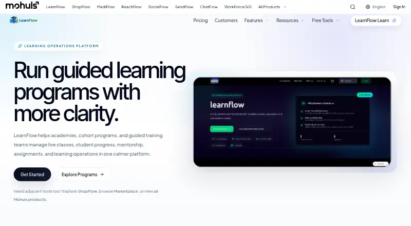 The LearnFlow homepage