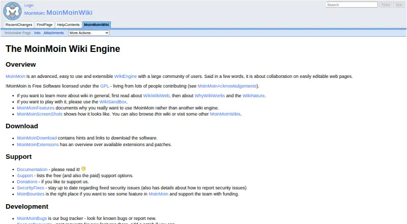 The MoinMoin homepage