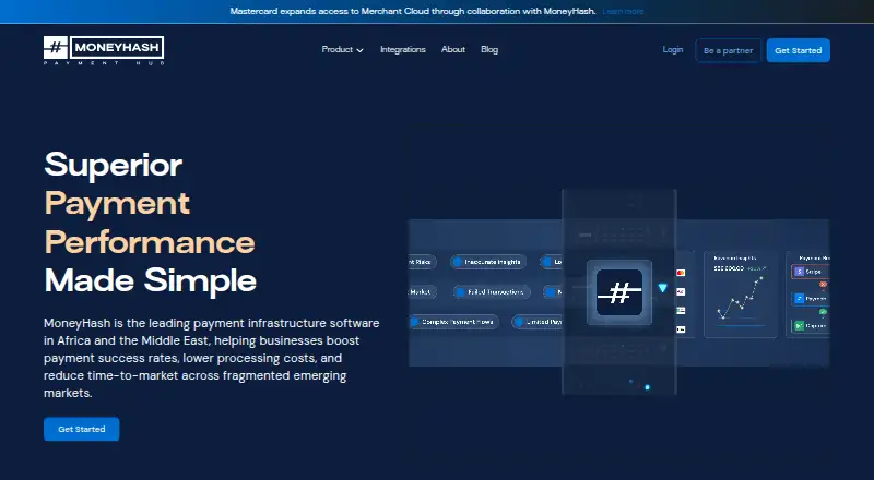 The MoneyHash homepage