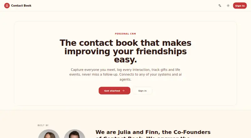 The Contact Book homepage