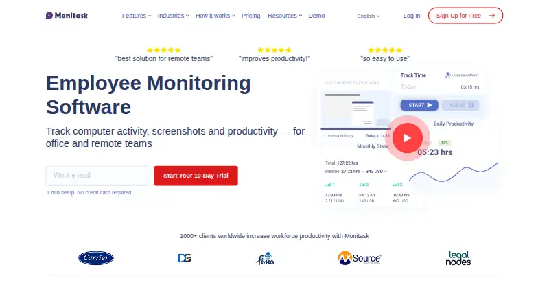 The Monitask homepage