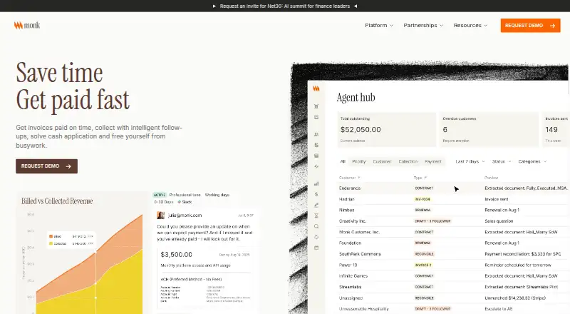 The Monk Cash Application homepage