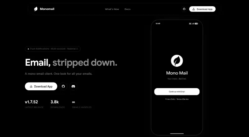The Monomail homepage