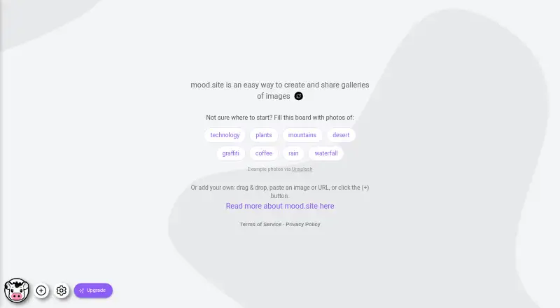 The mood.site homepage