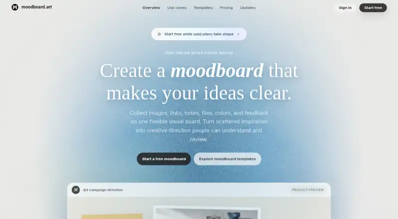The Moodboard homepage