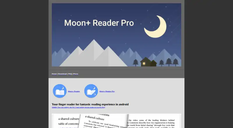The Moon+ Reader homepage
