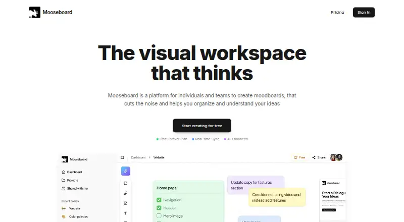 The Mooseboard homepage
