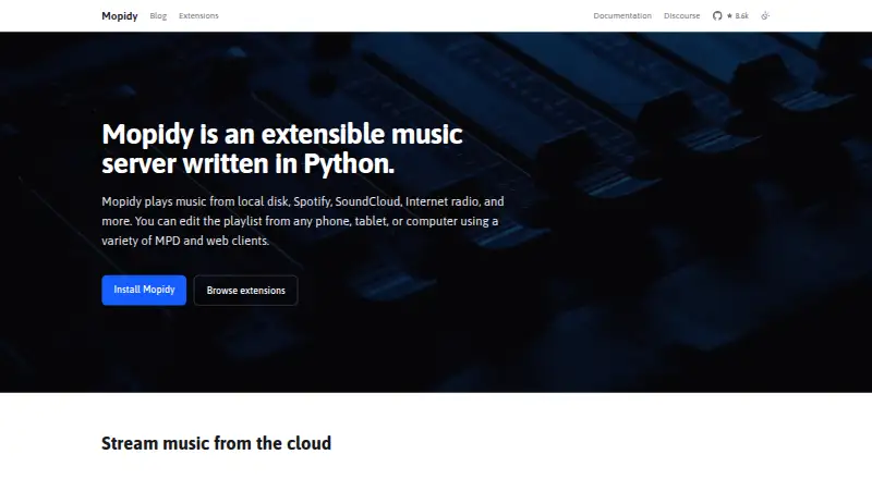 The Mopidy homepage