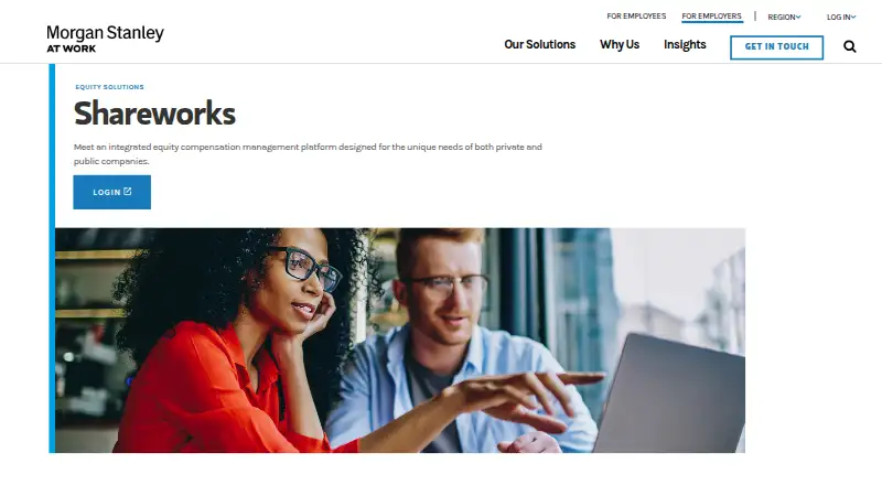 The Shareworks homepage