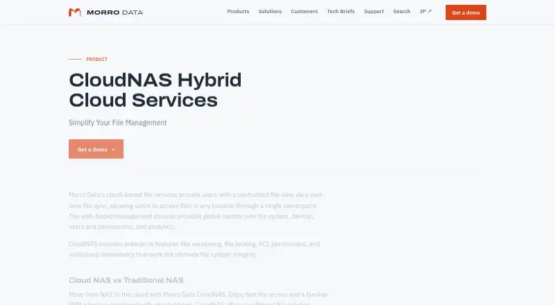 The Morro Data CloudNAS homepage