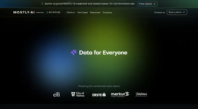 The MOSTLY AI homepage