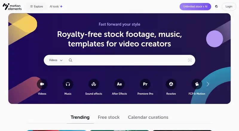The MotionElements homepage