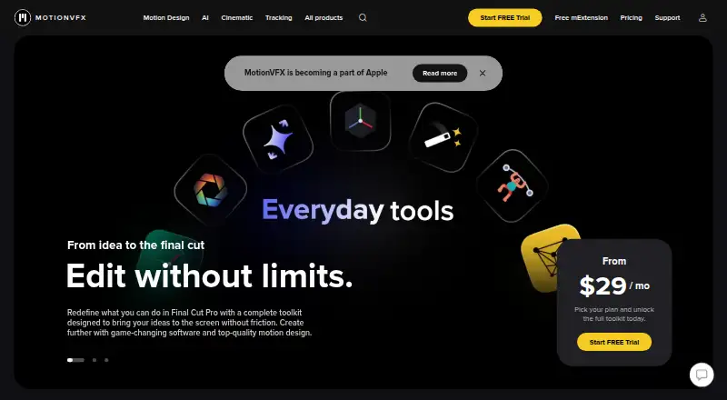The MotionVFX homepage
