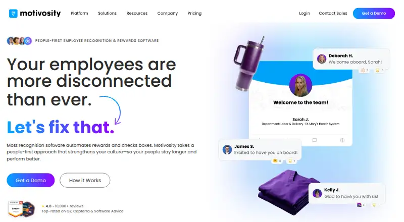 The Motivosity homepage