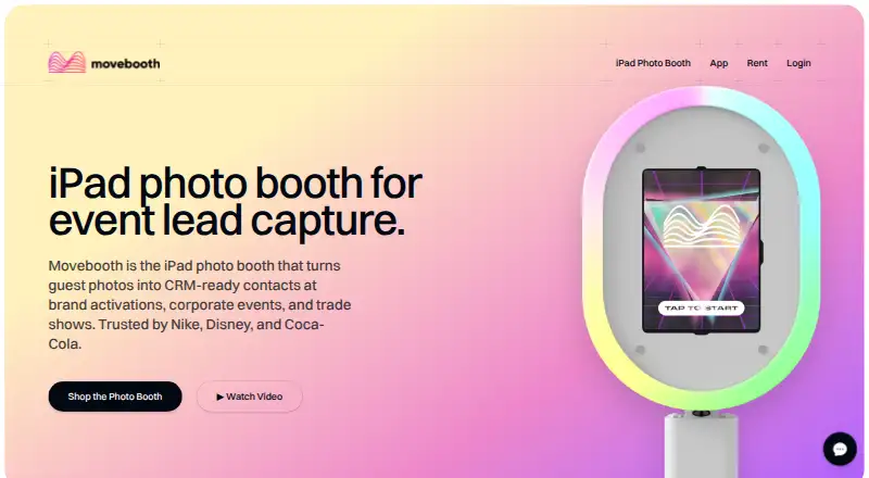 The Movebooth homepage