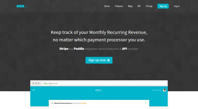The MRR.io homepage