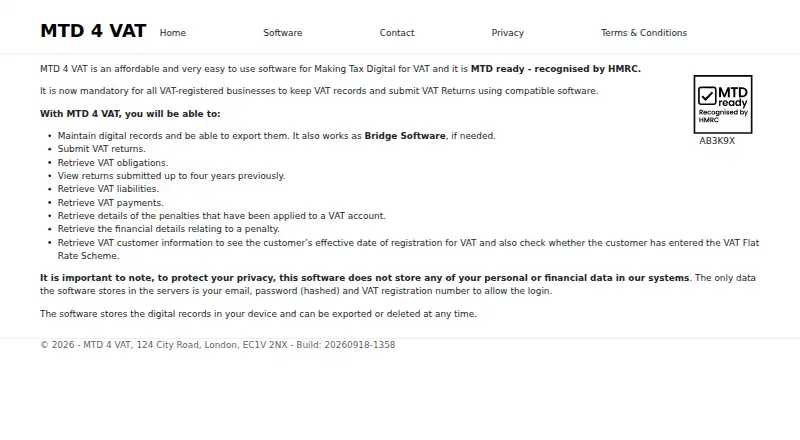 The MTD 4 VAT homepage