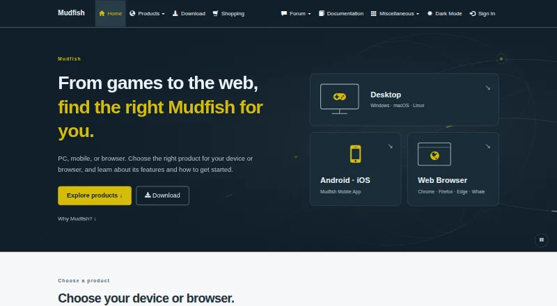 The Mudfish homepage