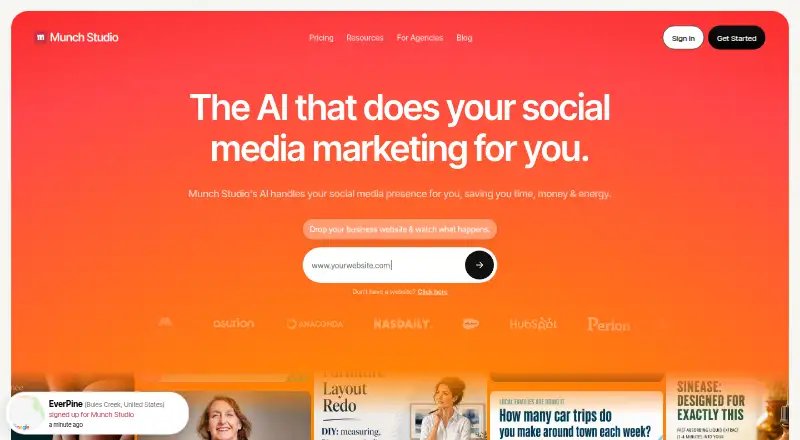 The Munch Studio homepage