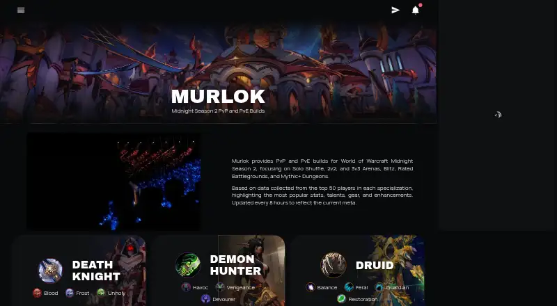 The Murlok.io homepage