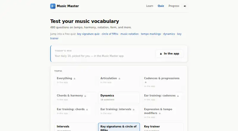 The Music Master homepage