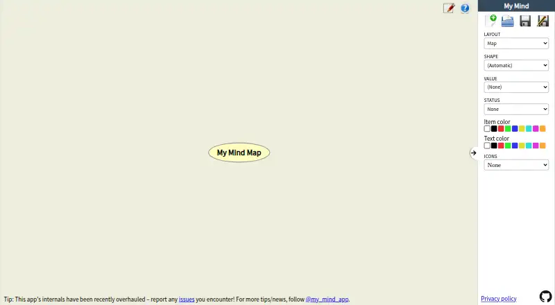 The My Mind homepage