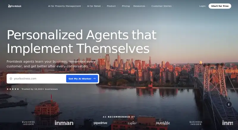 The My AI Front Desk homepage