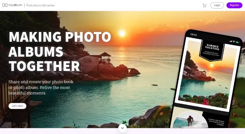 The MyAlbum homepage