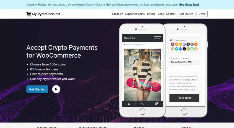 The MyCryptoCheckout homepage