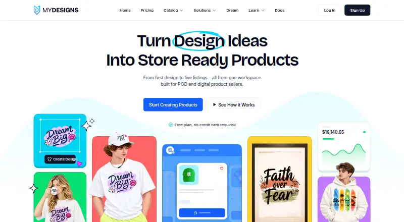 The MyDesigns homepage