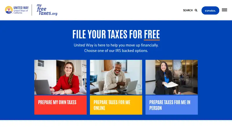 The MyFreeTaxes homepage
