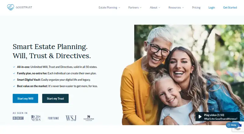 The GoodTrust homepage