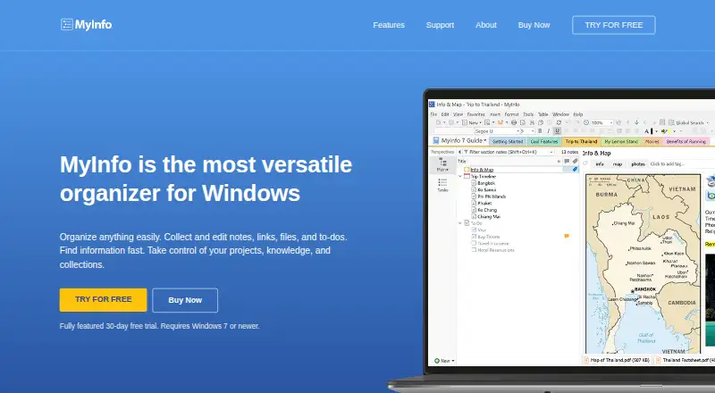 The MyInfo homepage