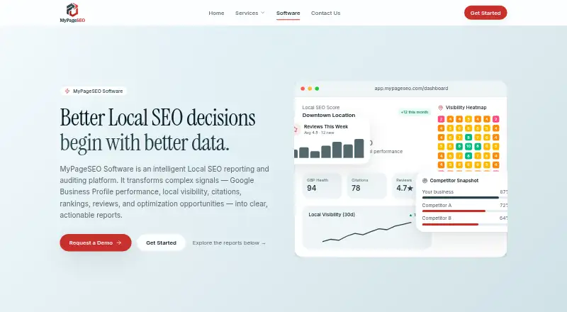 The MyPageSEO homepage