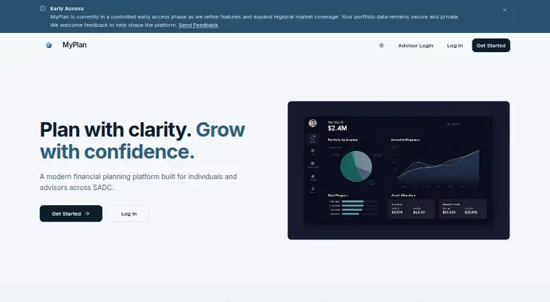 The MyPlan homepage