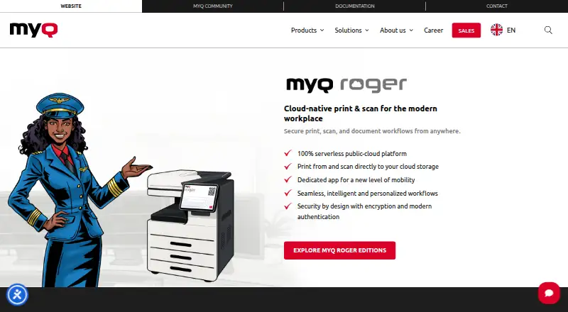 The MyQ Roger homepage