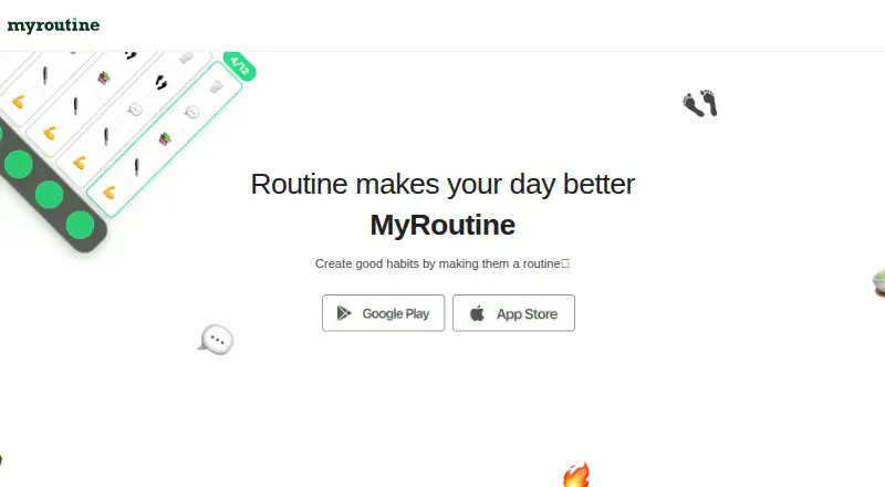 The MyRoutine homepage