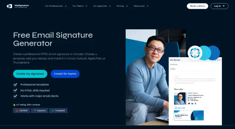 The MySignature homepage