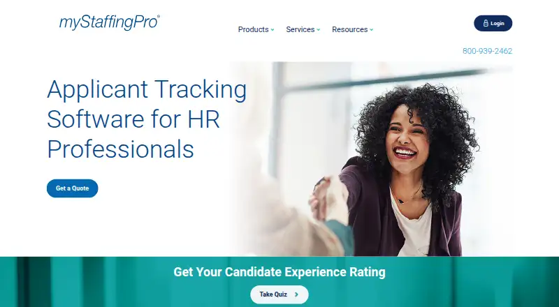 The myStaffingPro homepage