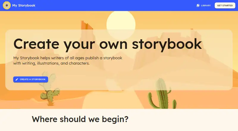 The My Storybook homepage