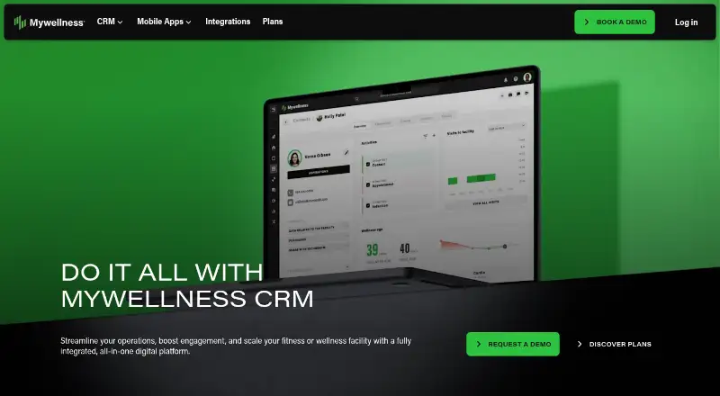 The Mywellness CRM homepage