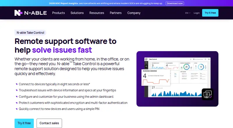 The N-able Take Control homepage