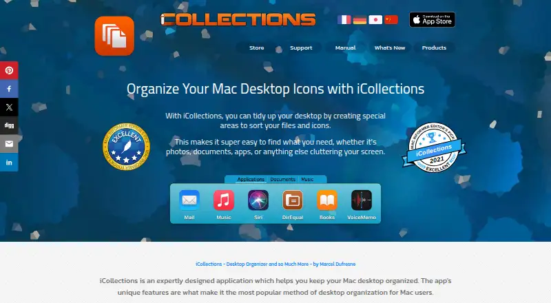 The iCollections homepage
