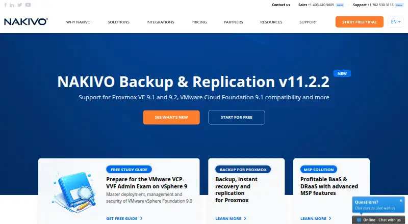 The NAKIVO Backup & Replication homepage