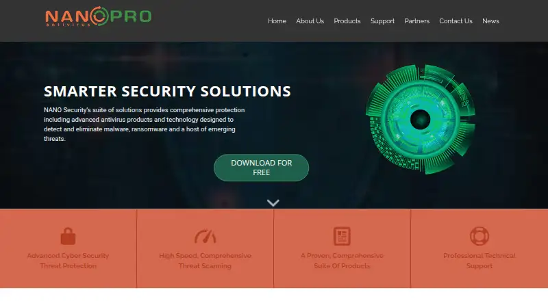 The NANO Antivirus homepage