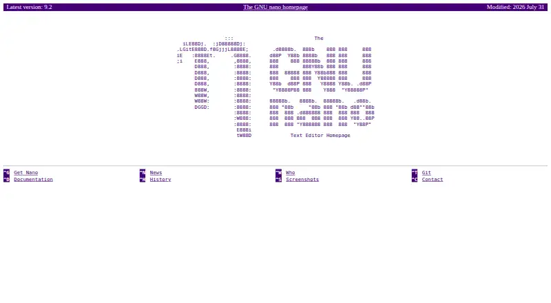 The GNU nano homepage