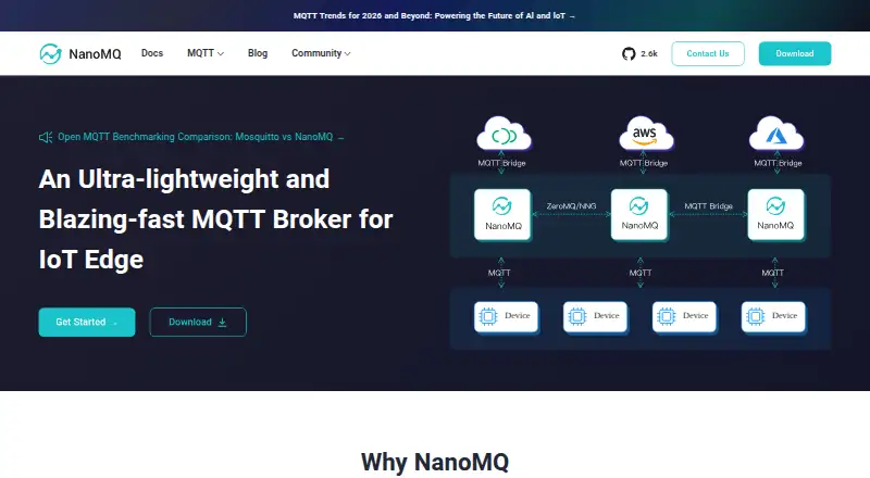 The NanoMQ homepage