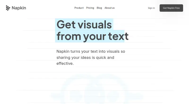 The Napkin AI homepage