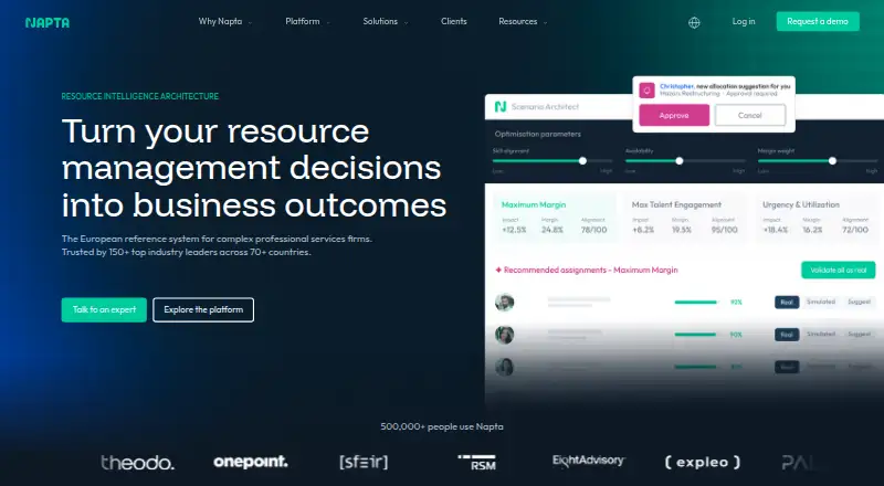 The Napta homepage