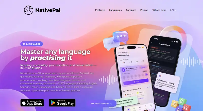 The NativePal homepage